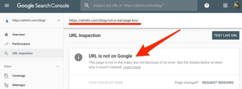 URL không có trên Google